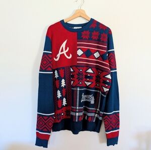 MLB Braves Christmas Sweater Size Large By KLEW Holiday Baseball Sweater Atlanta